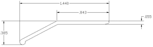 A drawing of the length and width of a bar.