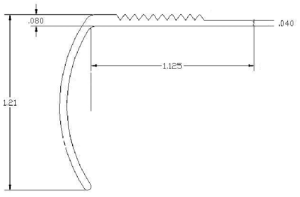 A drawing of the side of a piece of metal.