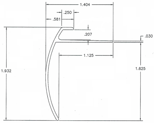 A drawing of the side of a boat.