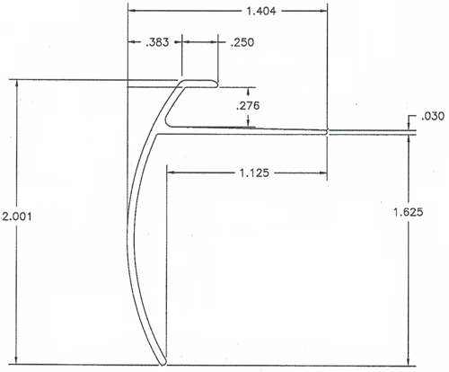 A drawing of the side view of a table.