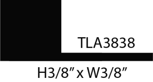 Square tile, labeled TLA3838, dimensions included.