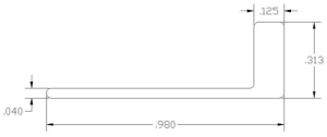 Technical drawing of L-shaped profile dimensions.