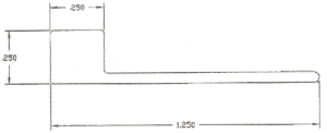 Technical drawing of a stepped metal piece.