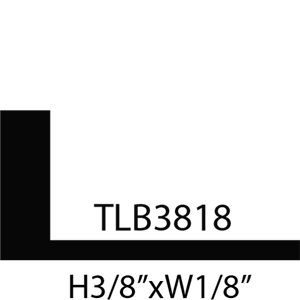 L-shaped trim with dimensions and code TLB3818.