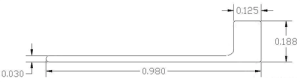 Technical drawing of a metal profile.