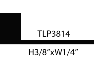 Black T-shaped molding with dimensions label.