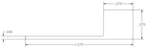 Technical drawing of L-shaped metal profile.