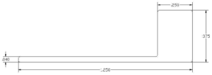 L-shaped line drawing with measurements.