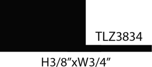 Black square with dimensions and code.