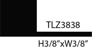 Black square with text "TLZ3838" and dimensions.