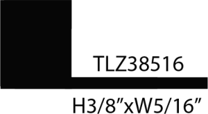 Black angle iron with dimensions and code.