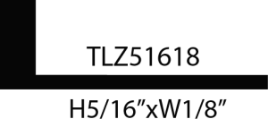Black metal L-bracket with dimensions and code.