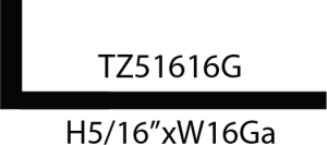 Metal bar with code TZ51616G dimensions.