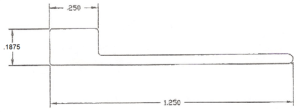 Technical drawing of a stepped metal profile.